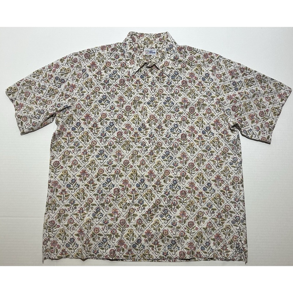 Vintage 1990s Reyn Spooner White Floral Hawaiian Size XL Shirt Reverse Print